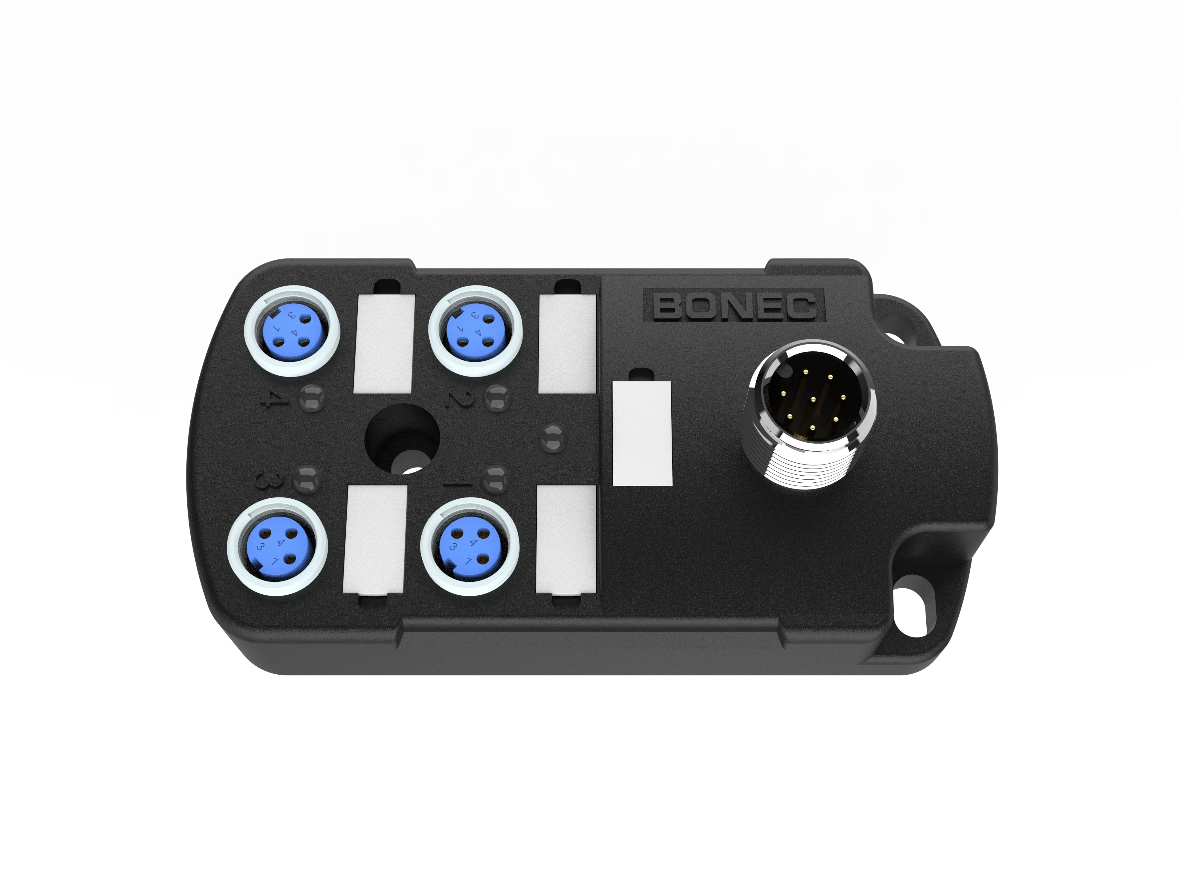 M8 distributor with 4 ports and M12