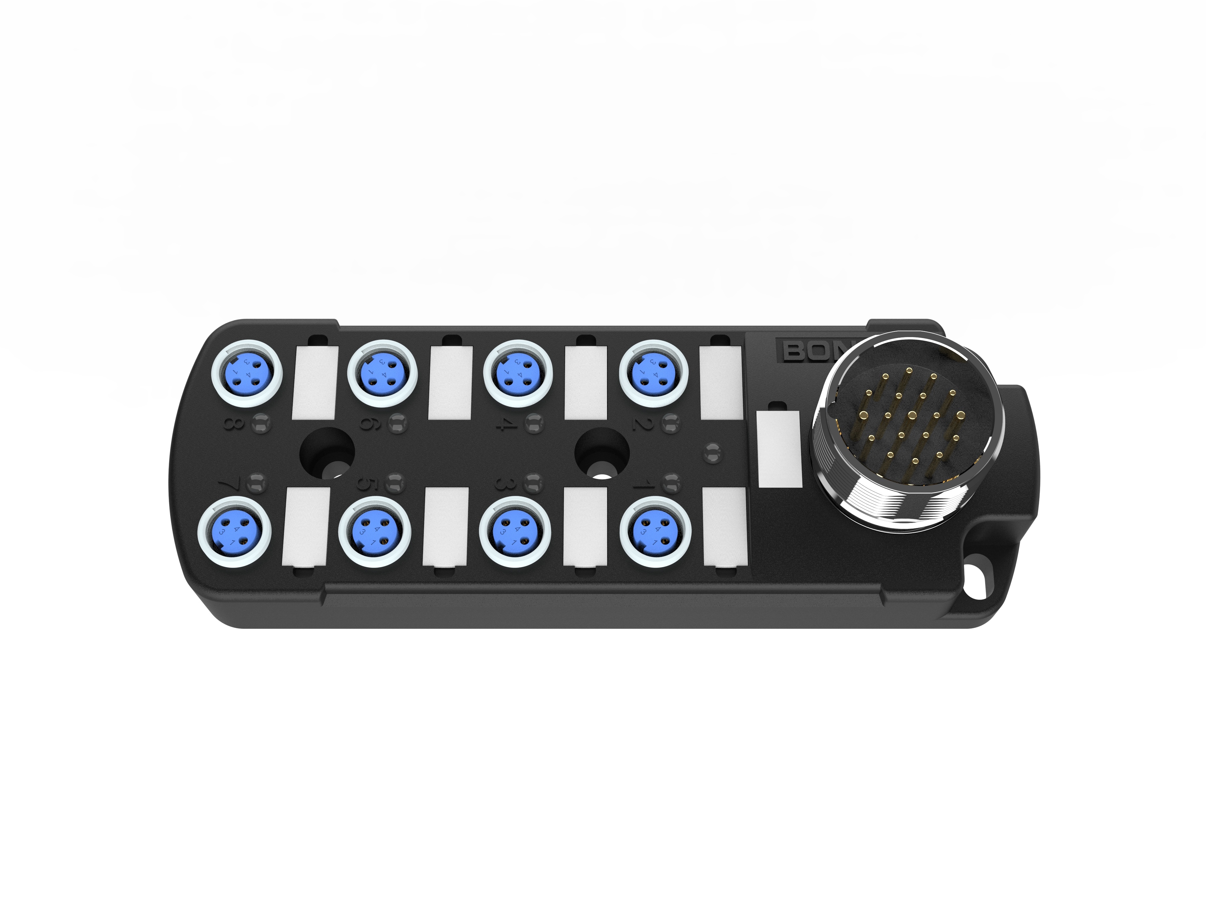 M12 distributor with 8 ports and M23